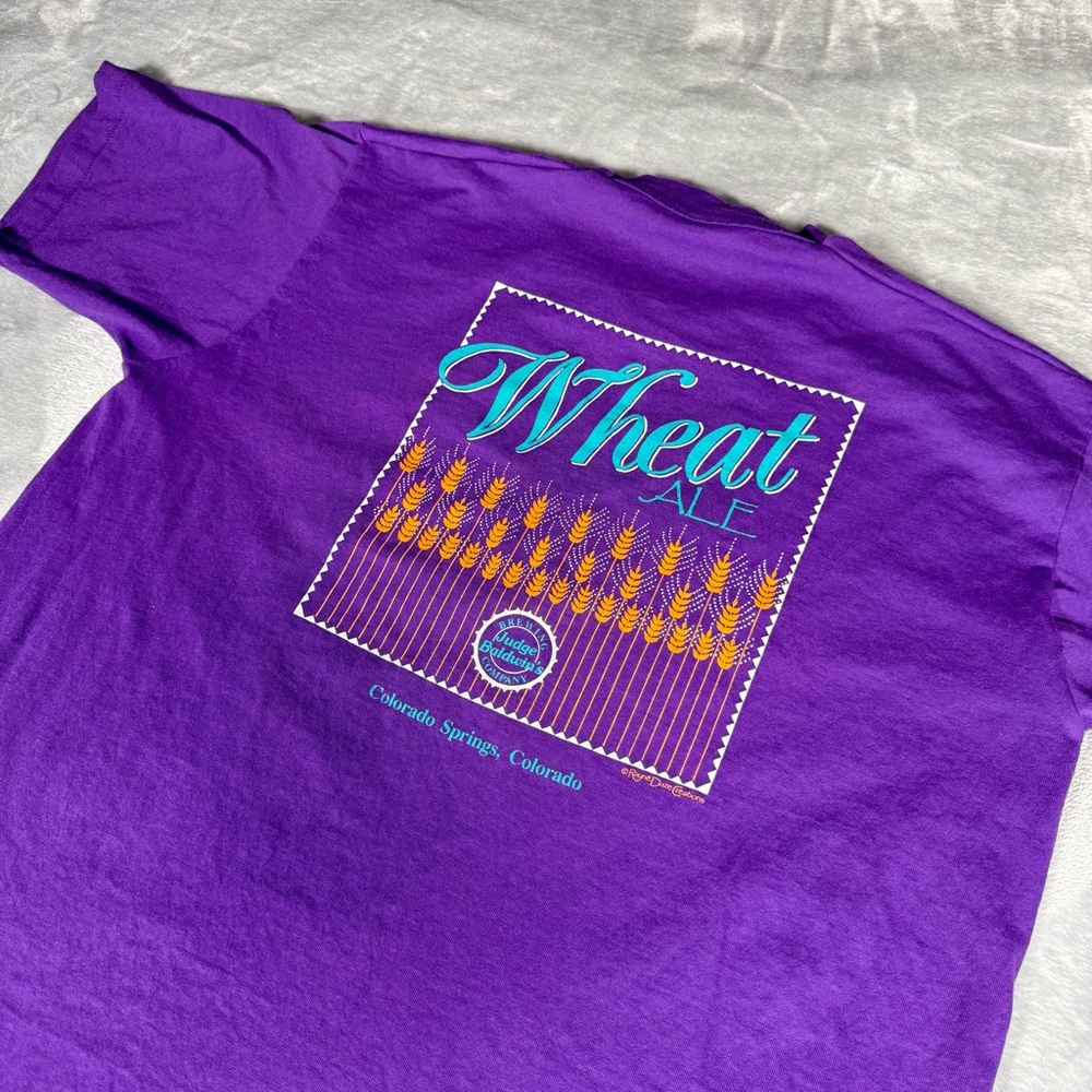 Vintage Judge Baldwins Wheat Ale T Shirt Mens XL Colorado Springs Purple 90s - Picture 2 of 8